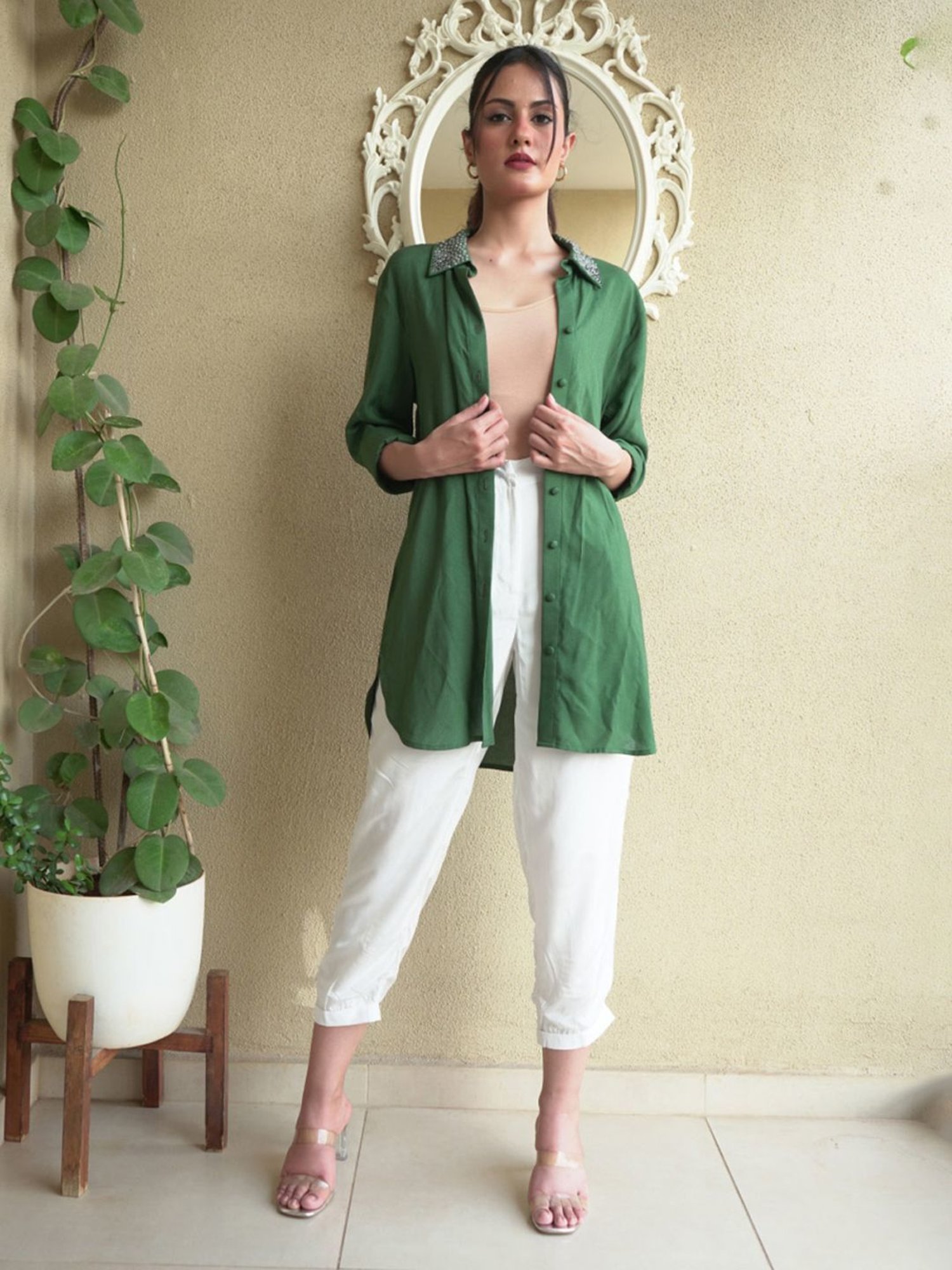 Seesa Bottle Green Capsule Bianca Overshirt