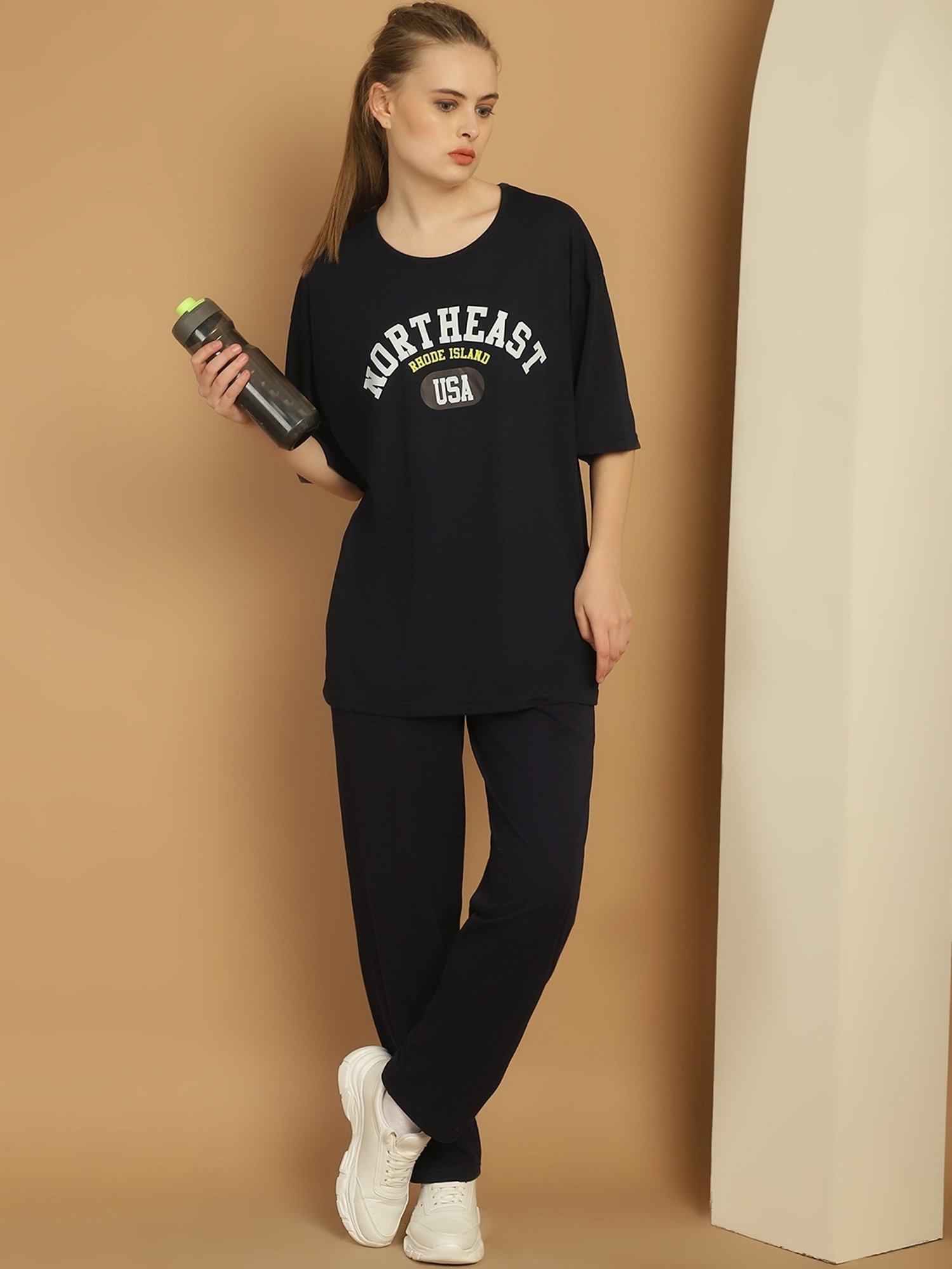 Vimal Jonney Black Cotton Printed T-Shirt & Track Pants Set