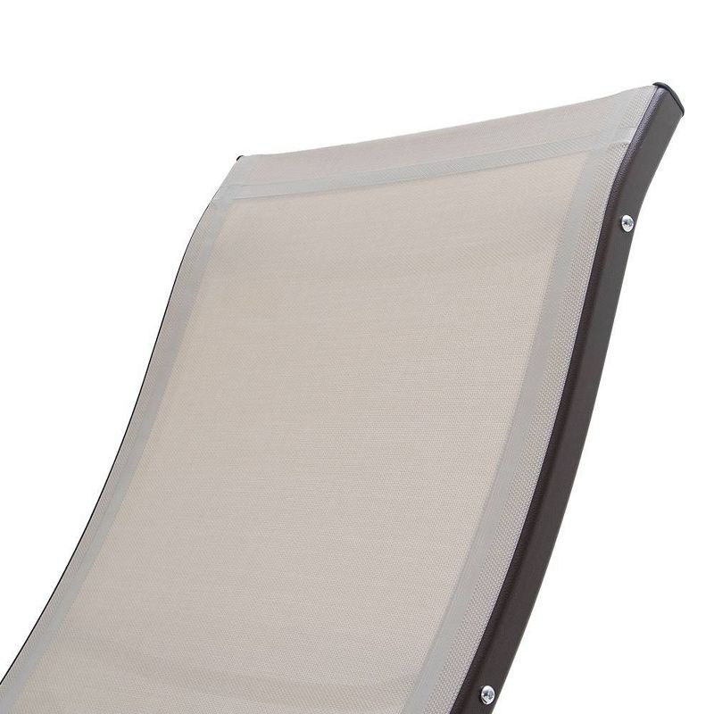 Outdoor Aluminum Adjustable Chaise Lounge Rocking Chair - Tan - Crestlive Products