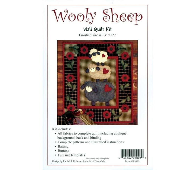 Rachel's Of Greenfield Wall Quilt Kit 13"X15"-Wooly Sheep