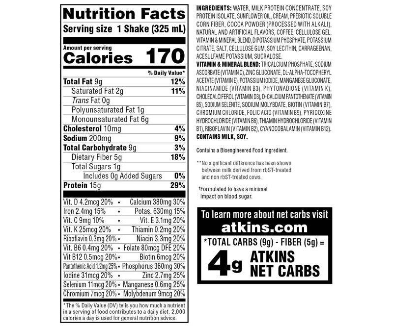 Atkins Protein Shake - Mocha Latte - 4ct