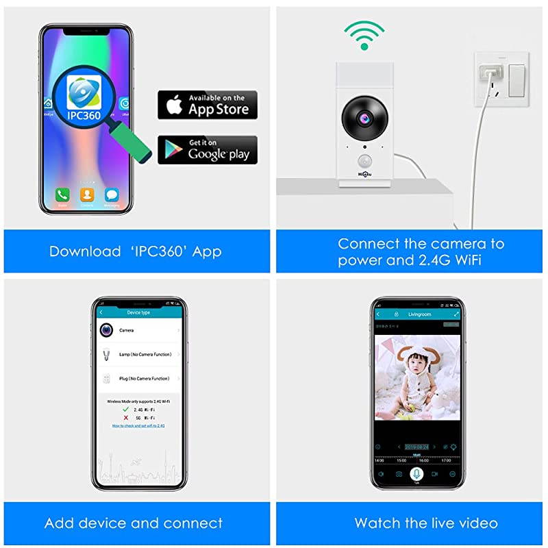 Preinstalled 1080P Security Camera PanTilt Zoom Indoor WiFi Camera Pet camera Smart home camera with Infraredfullcolor night vision TwoWay AudioPerson Detection Works with Alexa