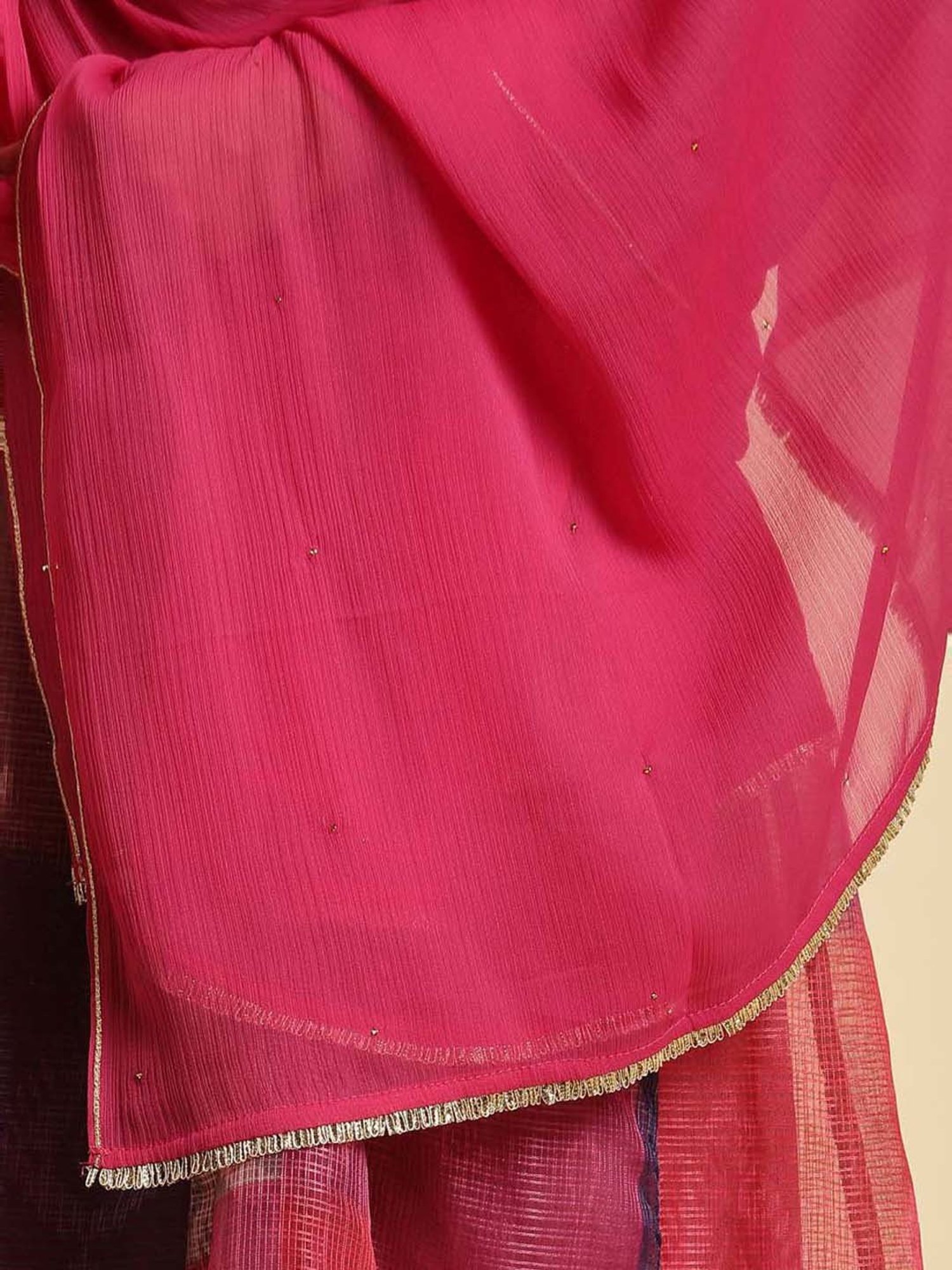 W Pink Plain Dupatta