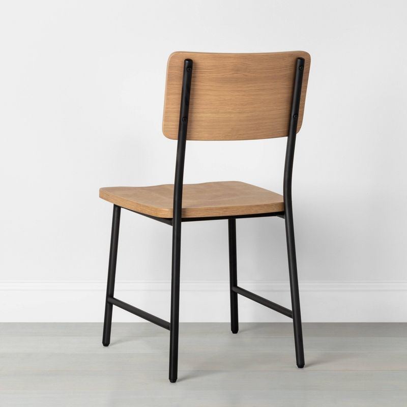 2pk Wood & Steel Dining Chair Set Black - Hearth & Hand™ with Magnolia