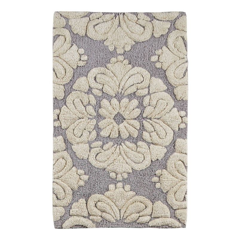 2pc Medallion Collection 100% Cotton Bath Rug Set Gray/Natural - Better Trends