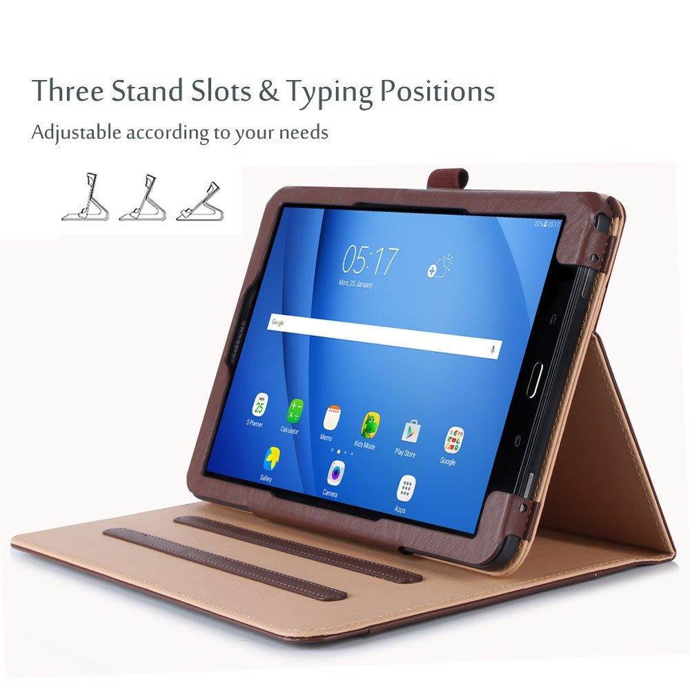ProCase Samsung Galaxy Tab A 10.1 Case - Stand Folio Case Cover for Galaxy Tab A 10.1" Tablet SM-T580 T585 T587 (NO S Pen Version), with Multiple Viewing Angles, Document Card Pocket - Brown