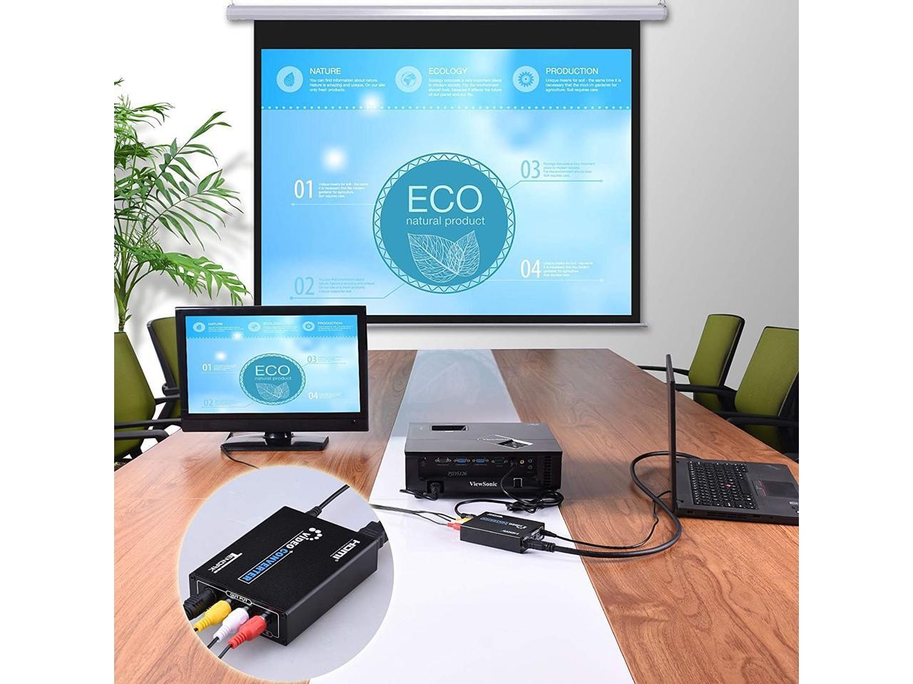 HDMI to Composite 3RCA AV S-Video R/L Audio Vdieo Converter Adapter Upscaler Support 720P/1080P with RCA/S-Video Cable for PC Laptop Xbox PS3 TV STB VHS VCR Camera Blue-Ray DVD