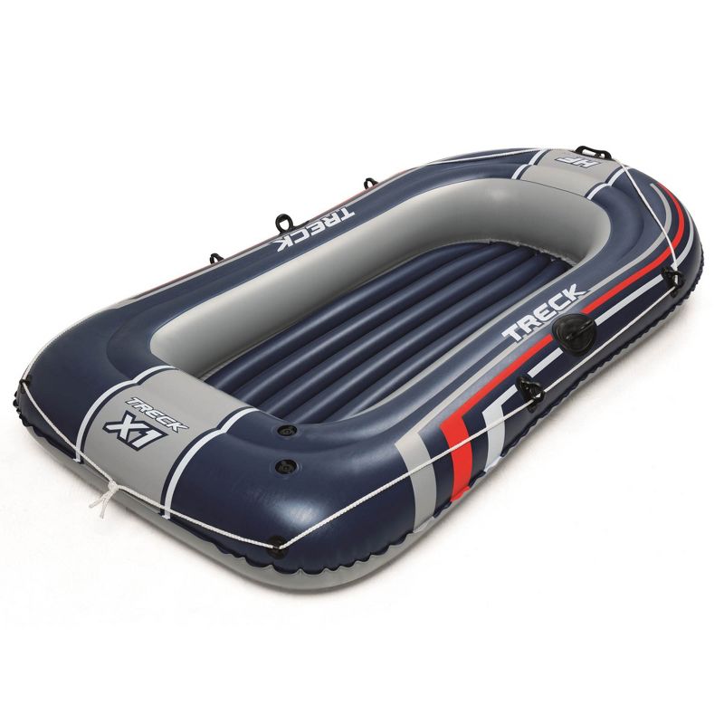 Bestway 61064E Hydro Force Treck X1 Inflatable 2 Person Water Fishing River Raft Boat Tube with Oarlocks and Carry Handles, Navy Blue