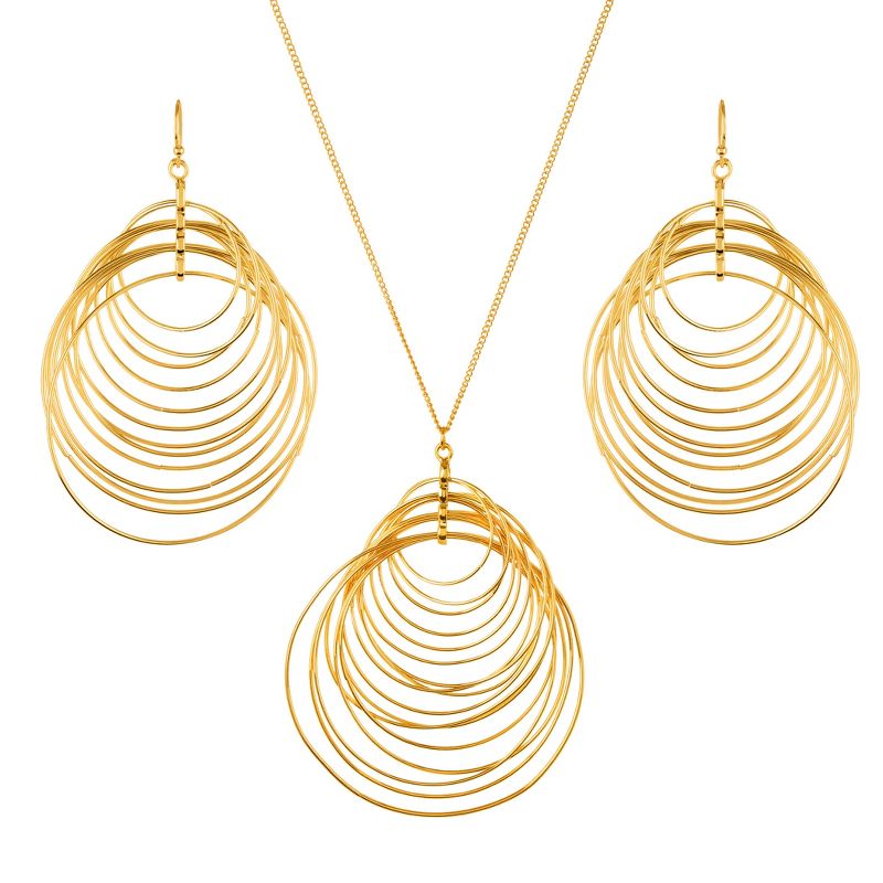 West Coast Jewelry  Crescent Necklace and Earring Jewelry Set - Gold