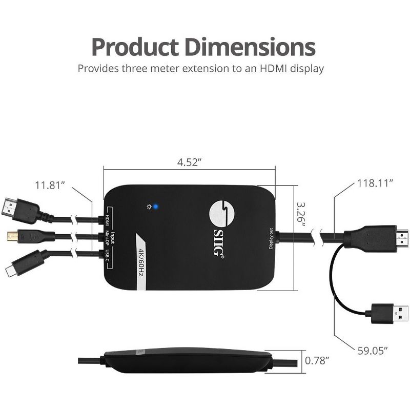 SIIG 3x1 HDMI 4K Multi format Presentation Switcher - BYOD - 4K - 3 x 1 - 1 x HDMI Out