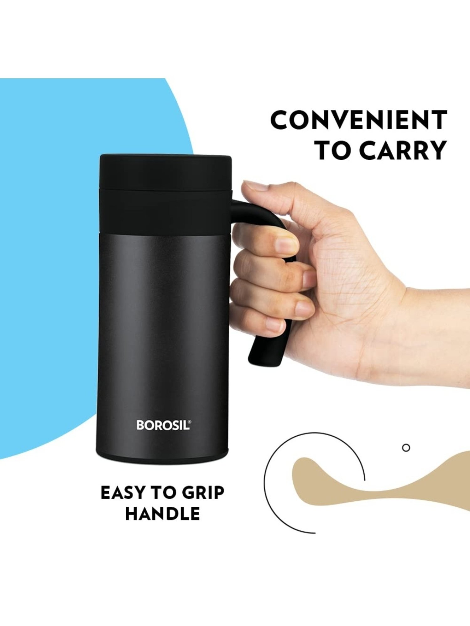 Borosil Black Insulated Coffee Mug 400 ml