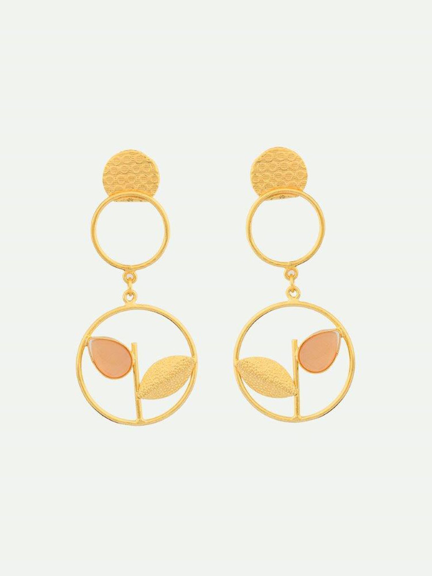 VOJ One Gram Gold Plated Round Shaped Drop Earrings for Women