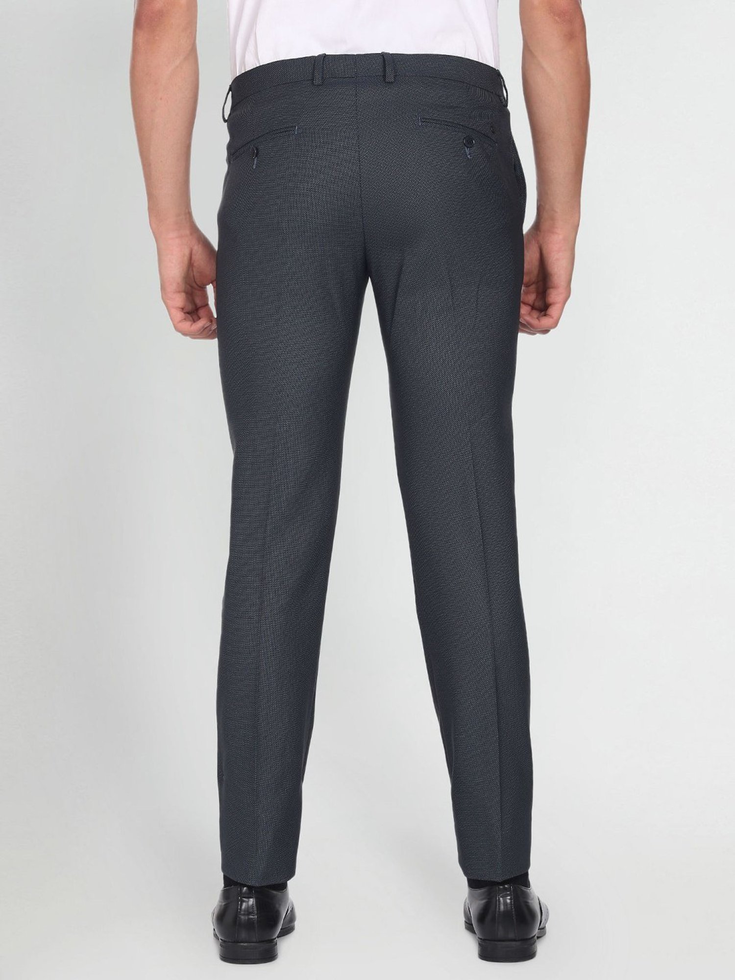 Arrow Teal Regular Fit Texture Trousers