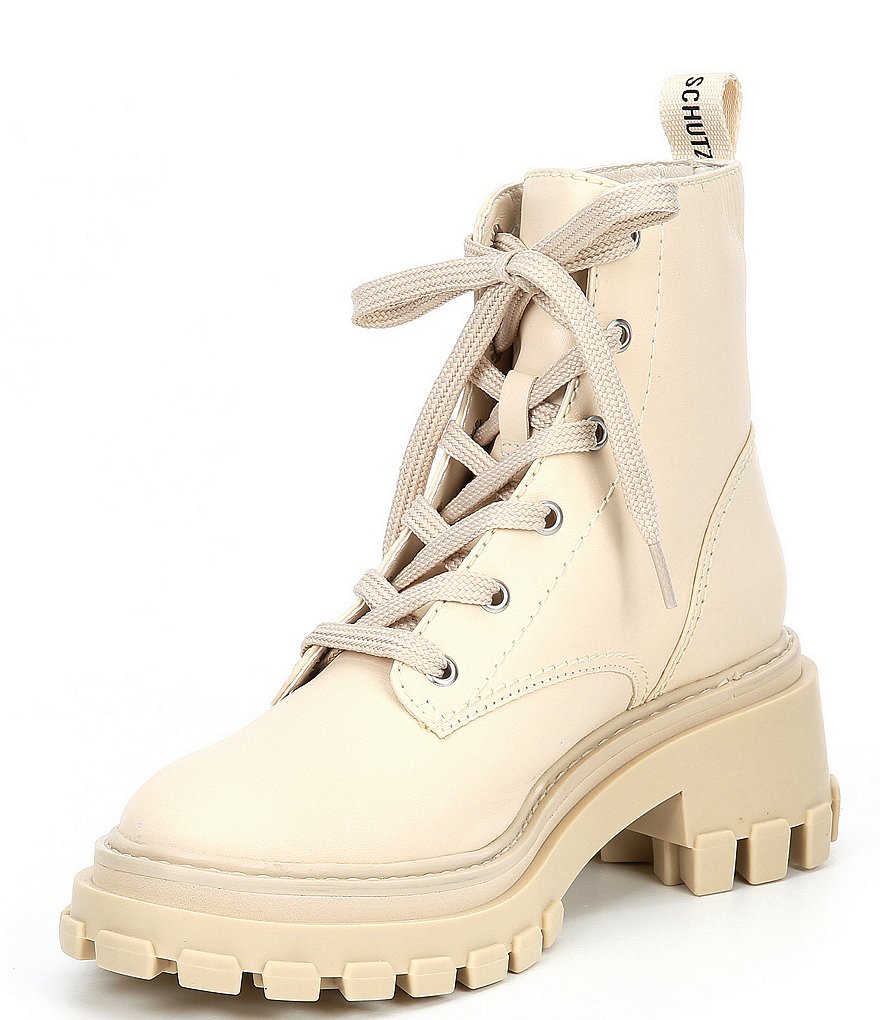 Schutz Orly Leather Lace-Up Combat Lug Sole Booties