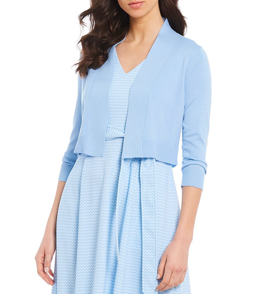 Calvin Klein 3/4 Sleeve Open Front Rayon Crop Shrug