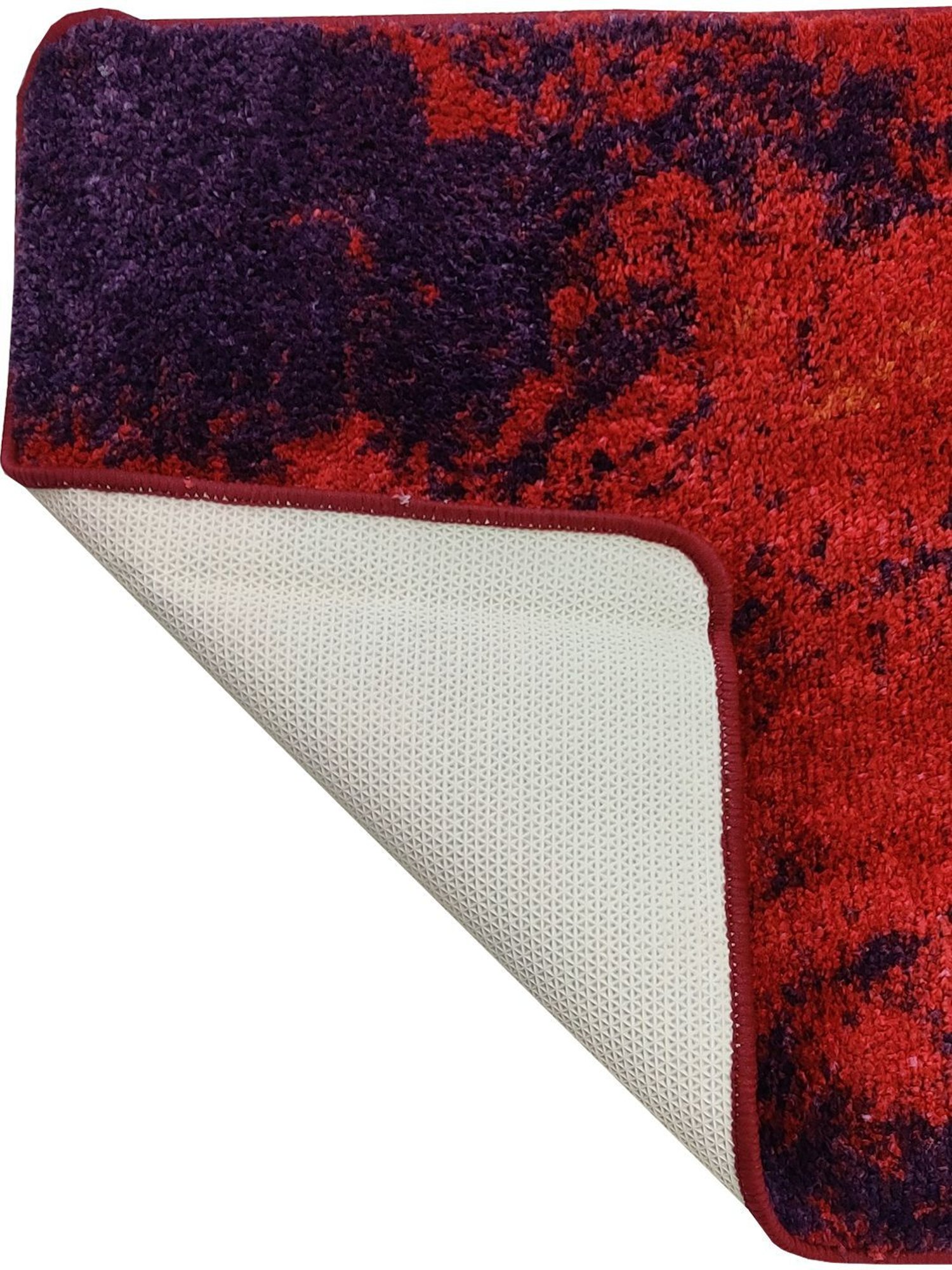 Bianca Red & Beige Microfibre Non-Slip Rug