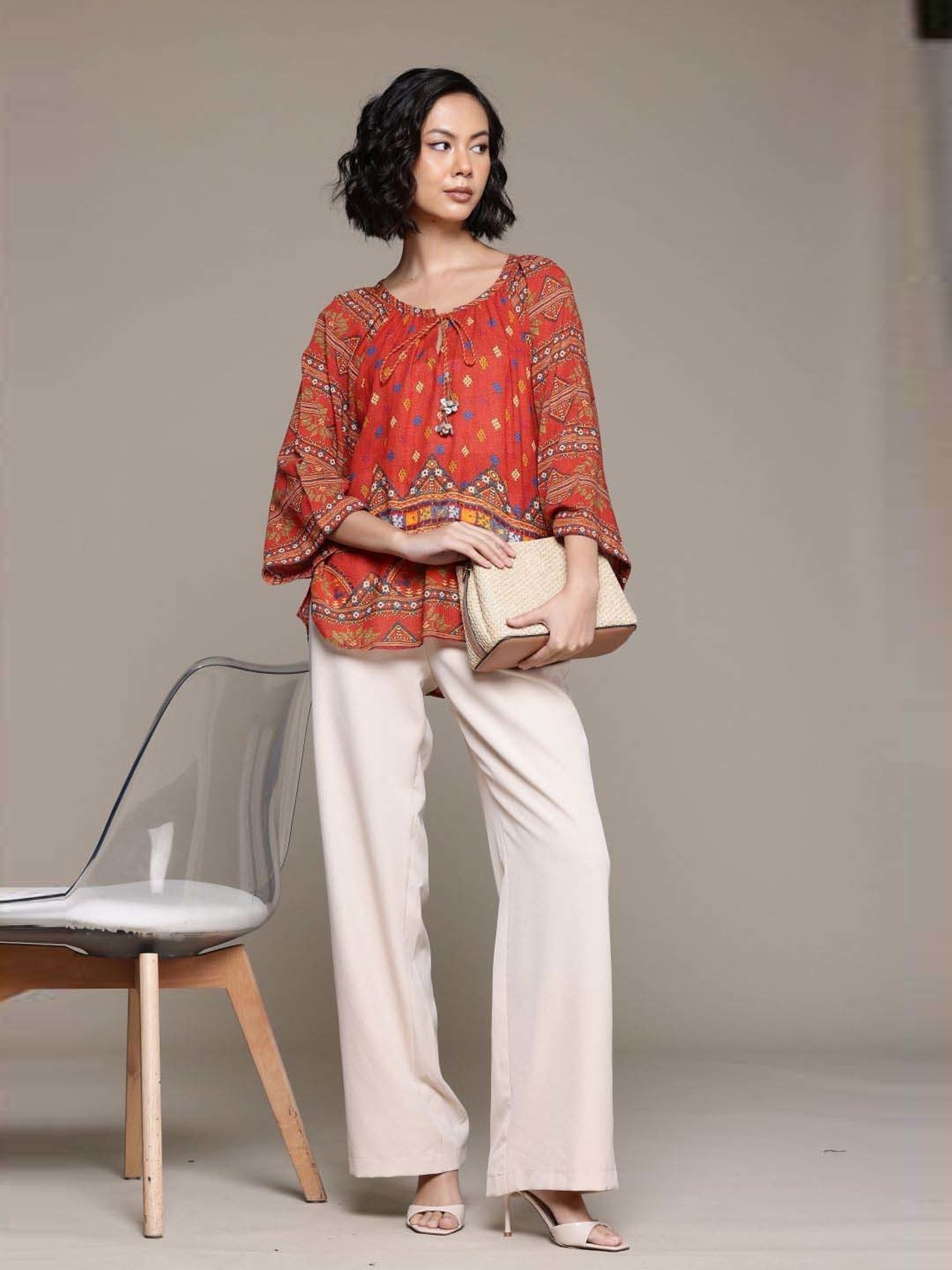 AARKE RITU KUMAR Orange Printed Top