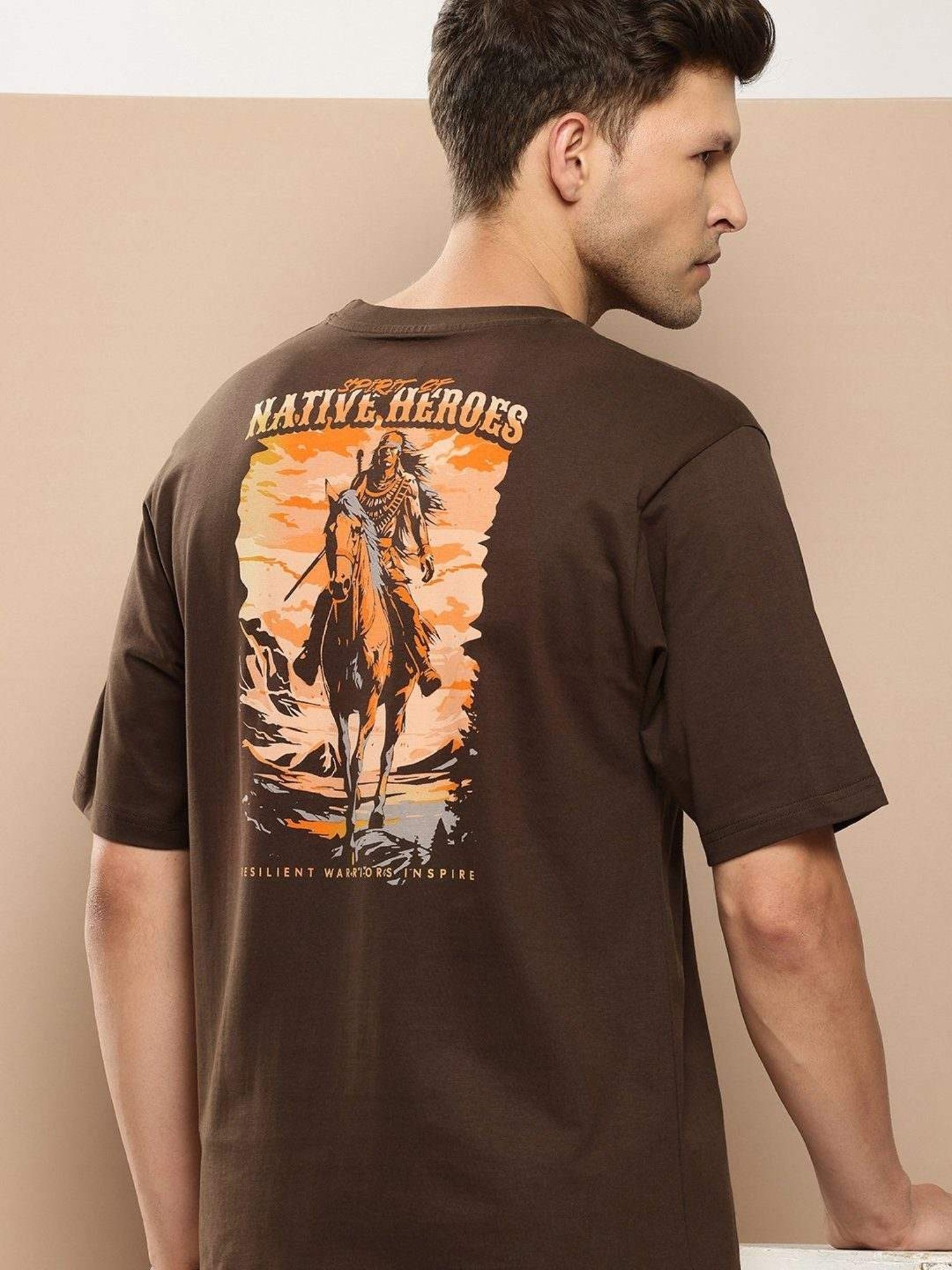 Difference Of Opinion Brown Loose Fit Printed T-Shirt