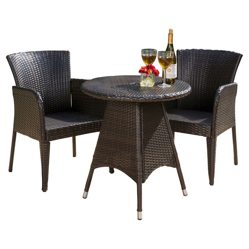 La Sola 3pc Metal Bistro Set - Black/Bronze - Christopher Knight Home