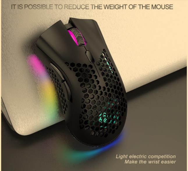 2.4GHz Wireless Gaming Mouse 7 Button 1600 DPI Adjustable RGB Backlit Rechargeable Mouse Lightweight Honeycomb Shell Gamer Mice