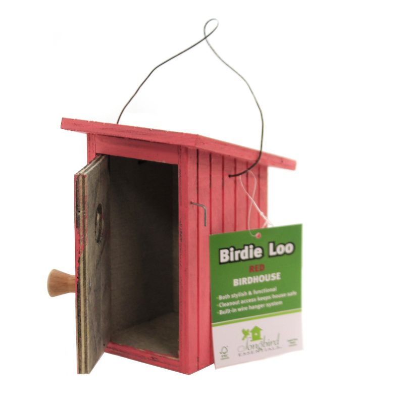 Home & Garden 7.25" Birdie Loo Red Birdhouse Outhouse Style Gold Crest Distributing  -  Bird And Insect Houses