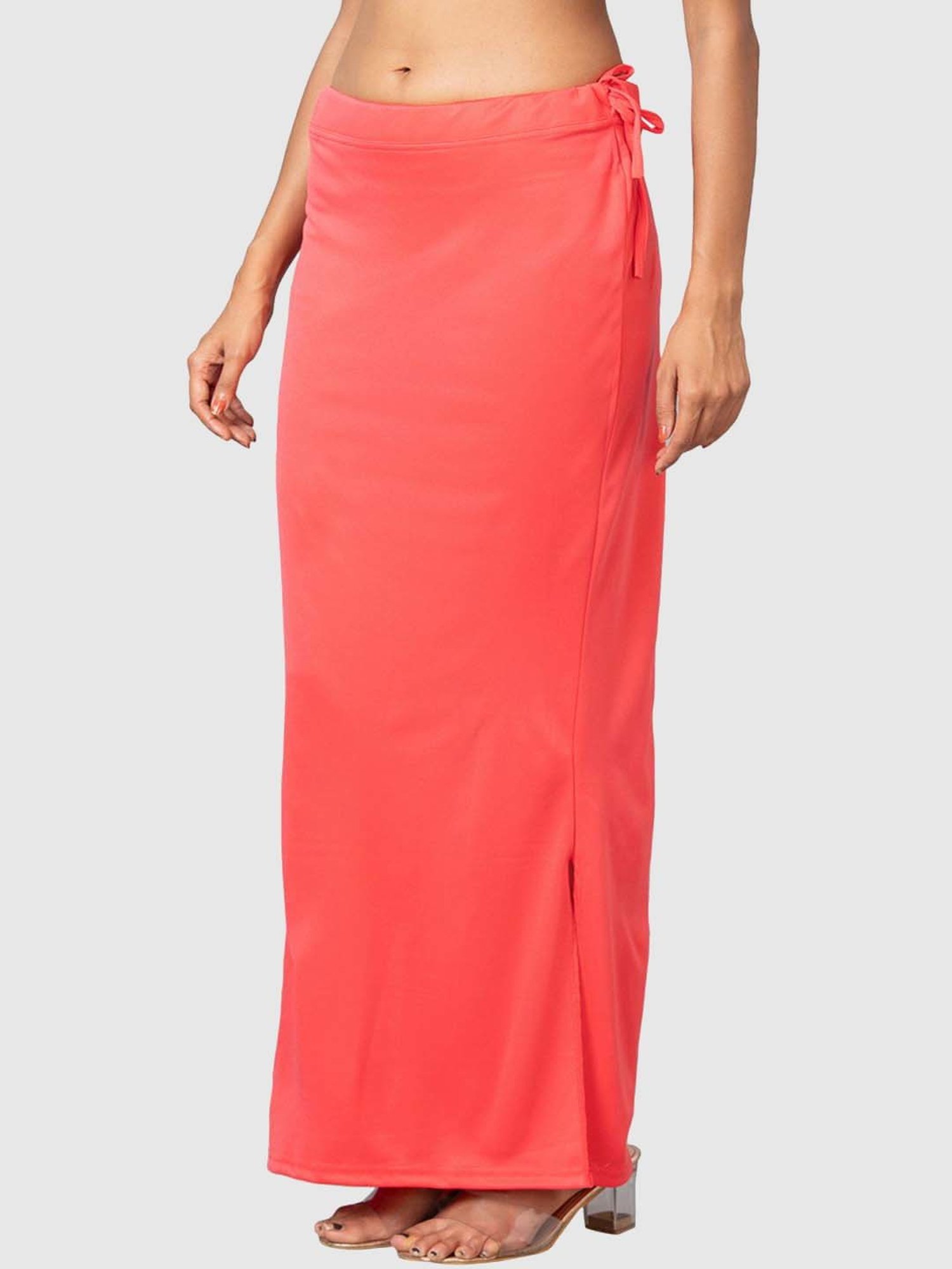 Salwar Studio Coral Plain Saree Shapewear
