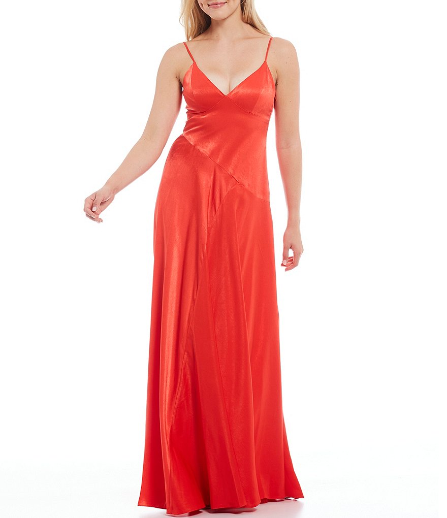 Aidan Aidan Mattox Washed Charmeuse V-Neck Sleeveless Sea Dress