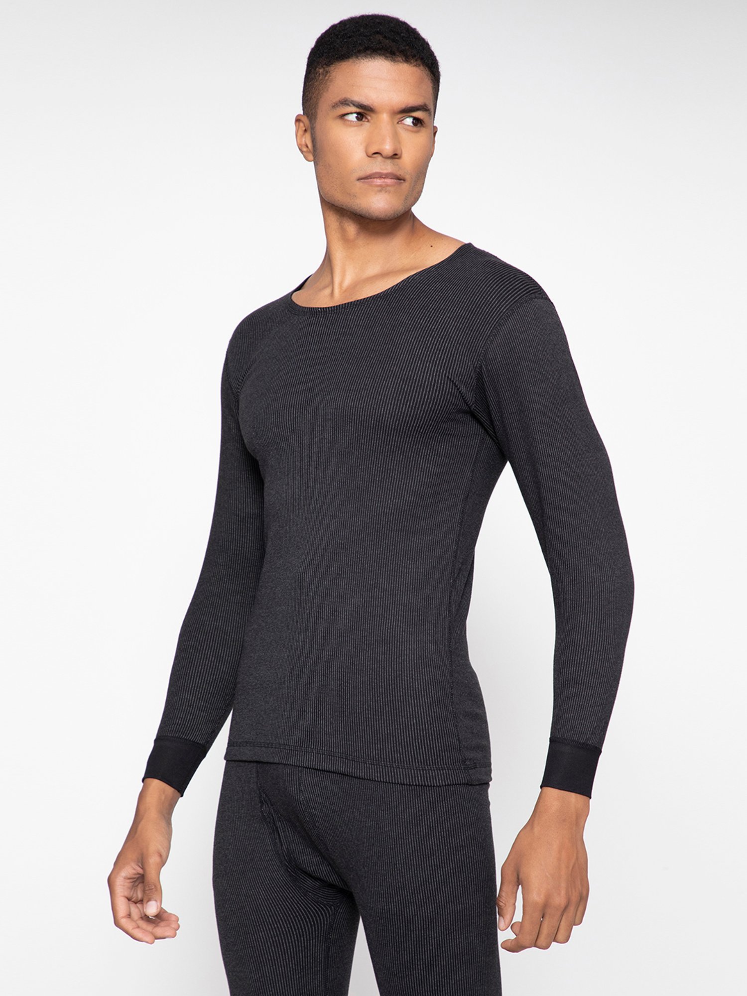 Sporto Black Striped Thermal Top