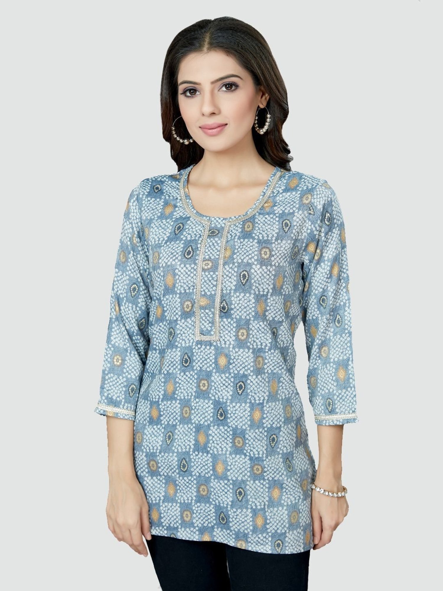 Saree Swarg Blue Printed Tunic