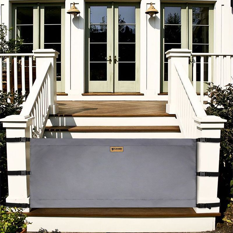 The Stair Barrier Portable Travel Wide Banister to Banister Retractable Fabric Baby and Pet Safety Gate, 42 to 52 Inch, Indoor/Outdoor Gray