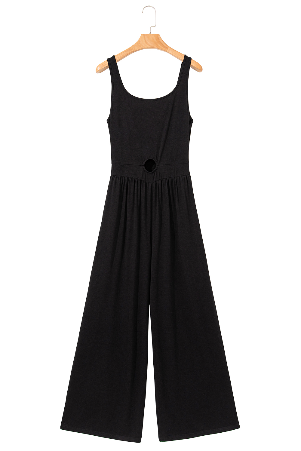 Gray Textured Wide Leg Overall with Pockets