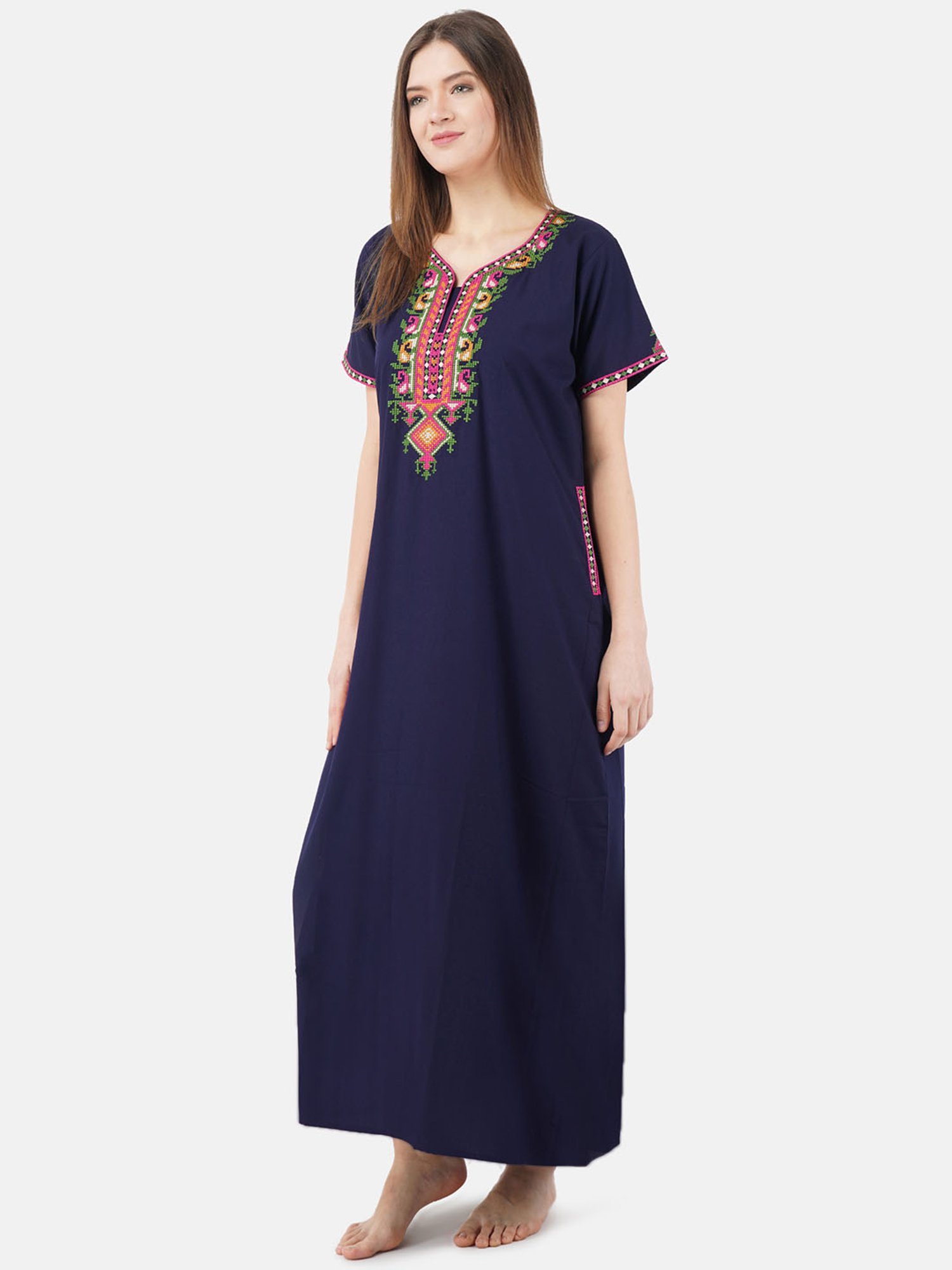 KOI SLEEPWEAR Navy Embroidered Nighty