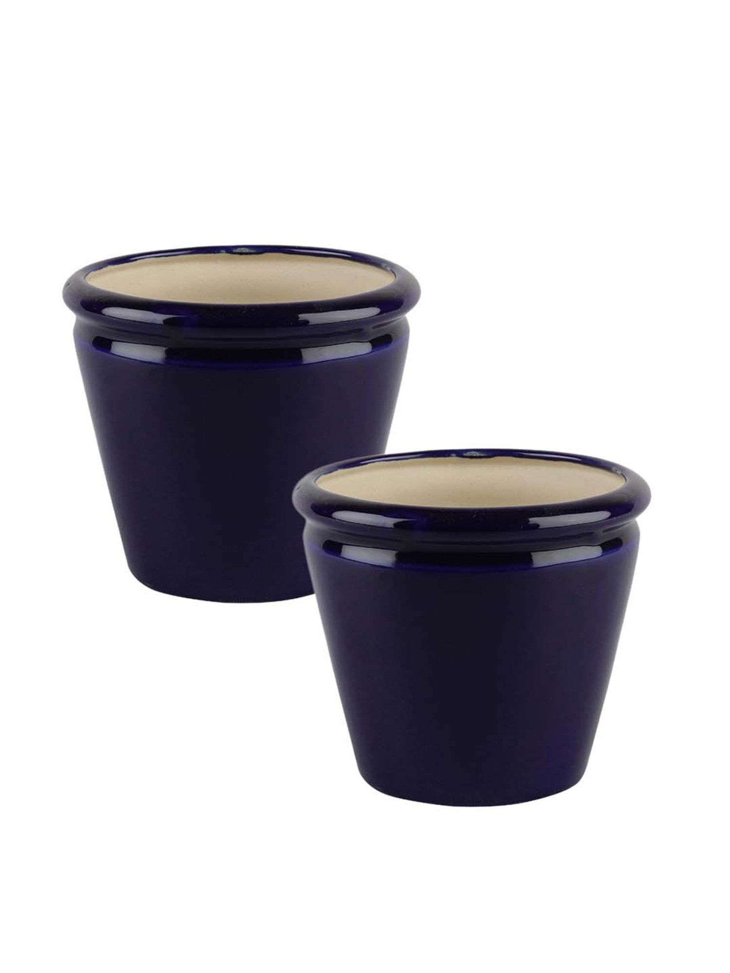 VarEesha Navy Blue Ceramic Planter Pot - Set of 2