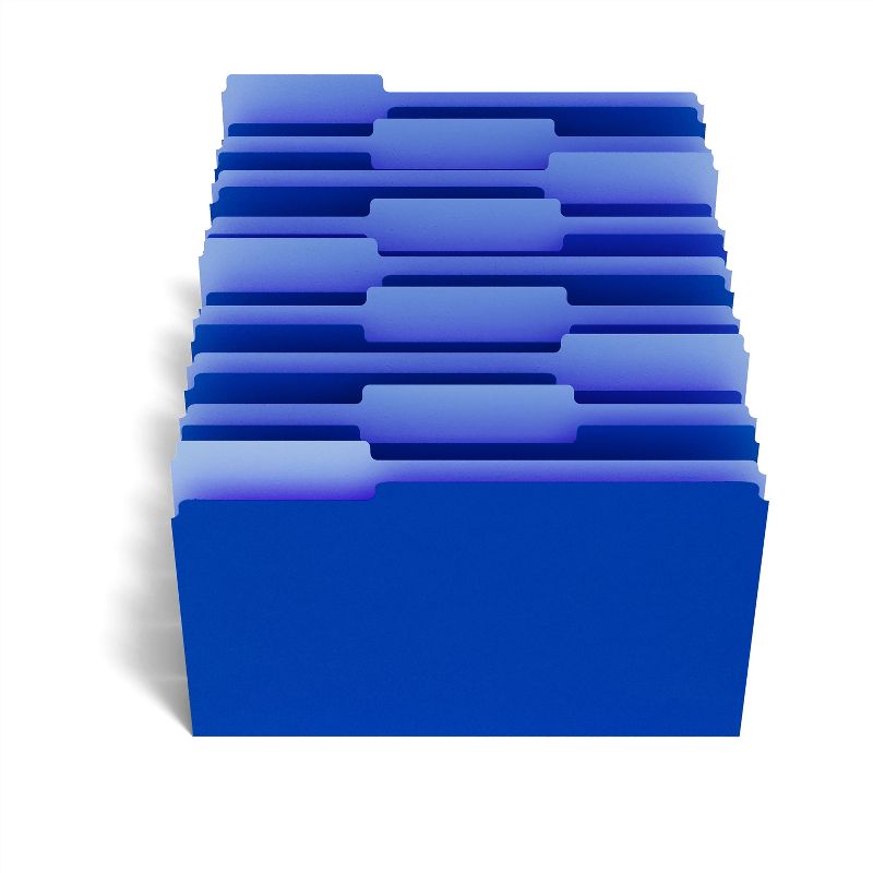 MyOfficeInnovations Colored File Folders 3-Tab Letter Blue 100/Box 224527