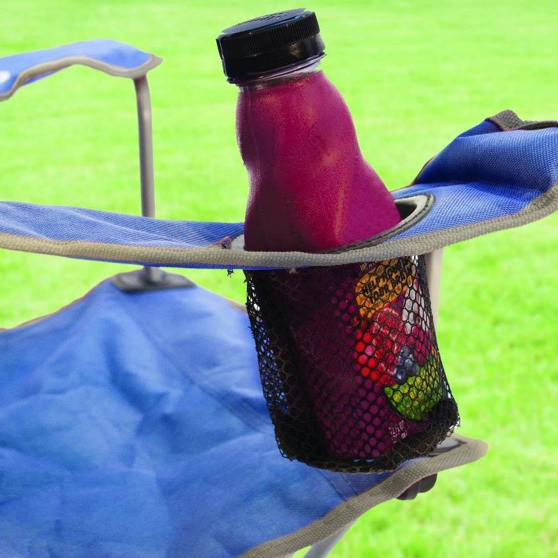 Kelsyus Kids Original Folding Backpack Foldable Lounge Outdoor Lawn Chair with Arm Rest and 50+ UPF Sun Protection Canopy, Blue (2 Pack)