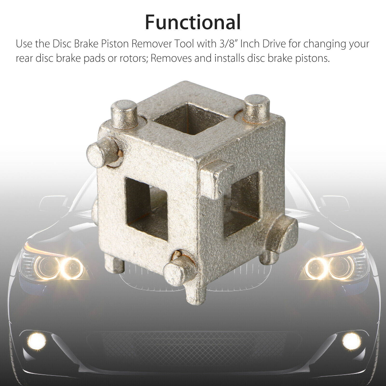 Auto Car Vehicle Rear Disc Brake Piston Caliper Wind Back Cube Tool 3/8" Durable