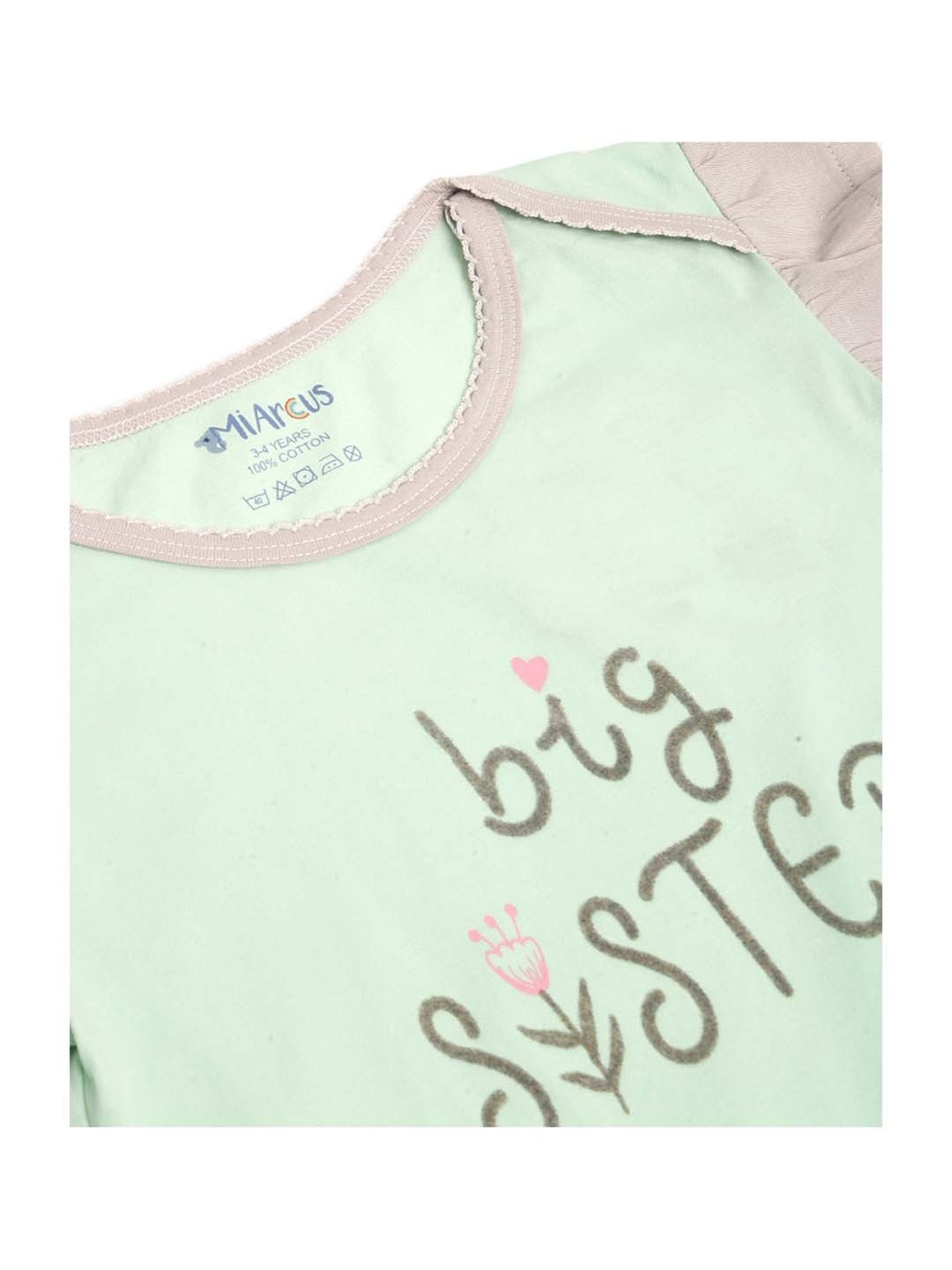 MiArcus Kids Green & Grey Cotton Printed Top