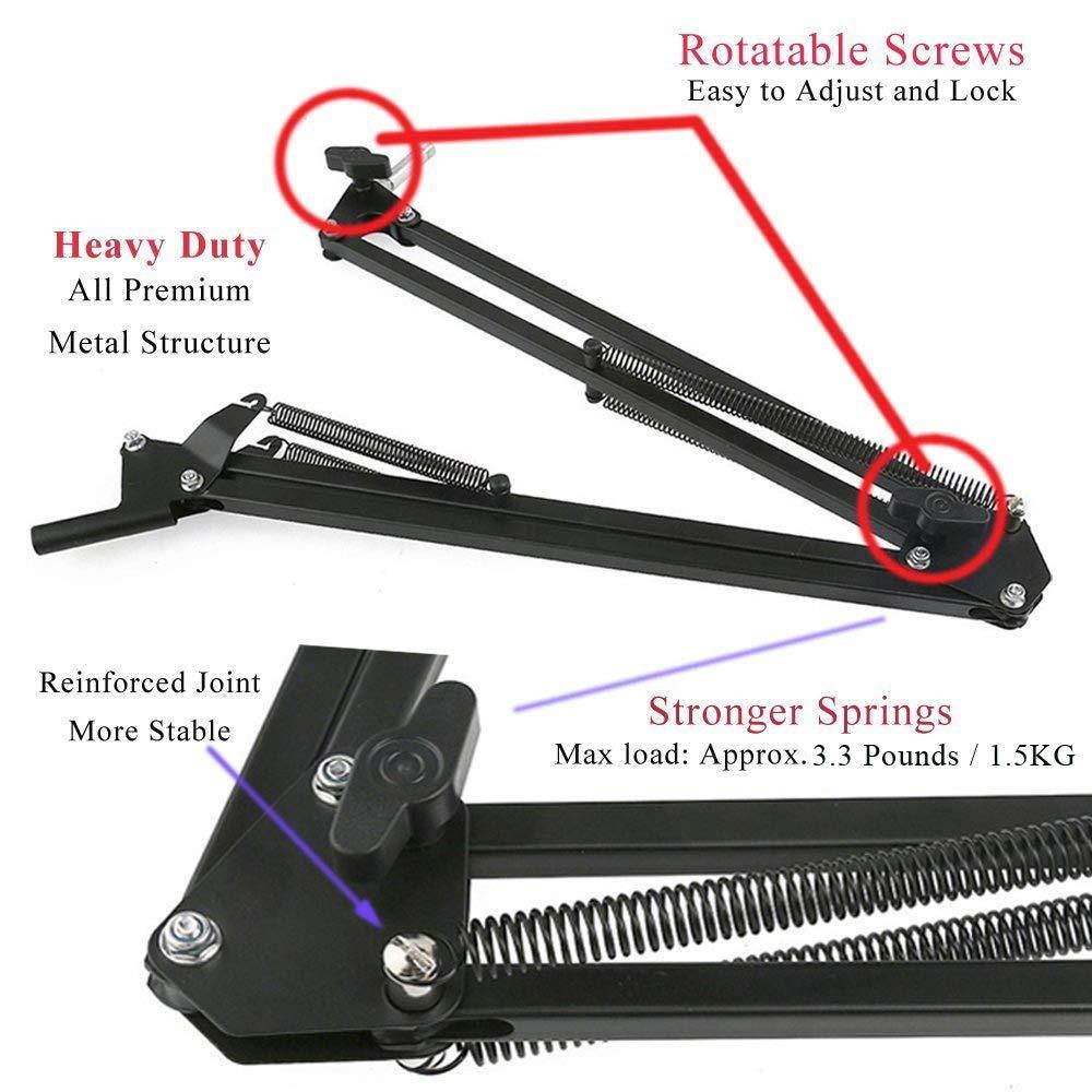 Etubby Webcam Mount Phone Holder Suspension Scissor Arm Webcam Stand Camera Phone Tripod Holder for Cellphones, Logitech Webcam C920 C930 C922 C615 and Other Devices with 1/4" Threaded