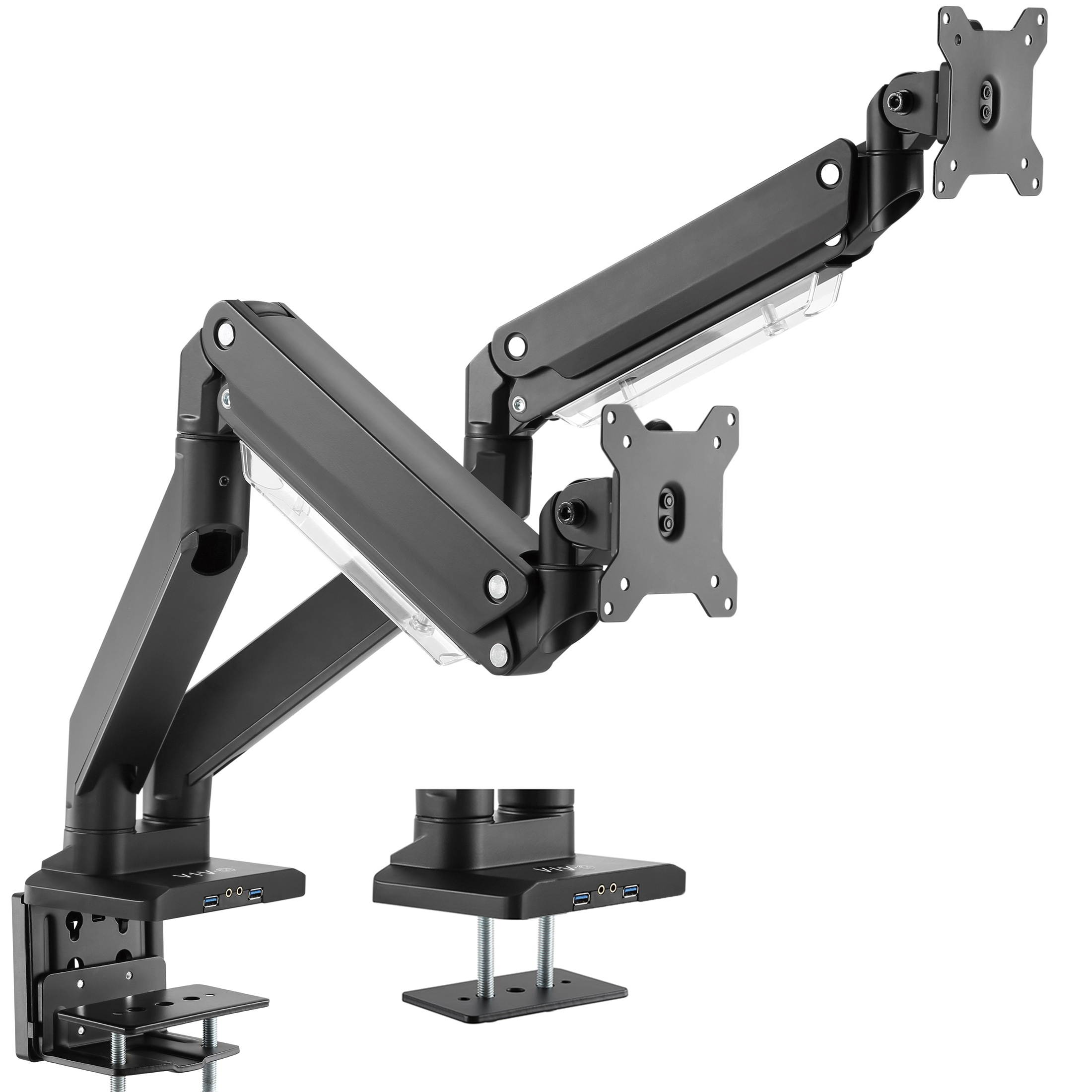 VIVO Dual Monitor Counterbalance Desk Mount Stand w/ USB & Multi Media Ports | Fits Screens up to 32" (STAND-V102G2U)