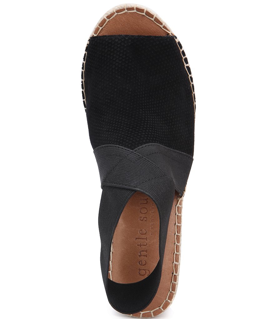 Gentle Souls Charli Suede Elastic Ankle Espadrille Wedge Sandals