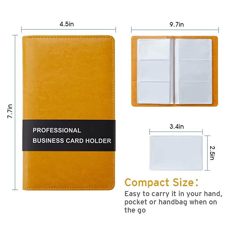Leather Business Card Book Holder Professional Business Cards Book Organizer PU Name Card Credit Cards Book Holder Booklet Orange