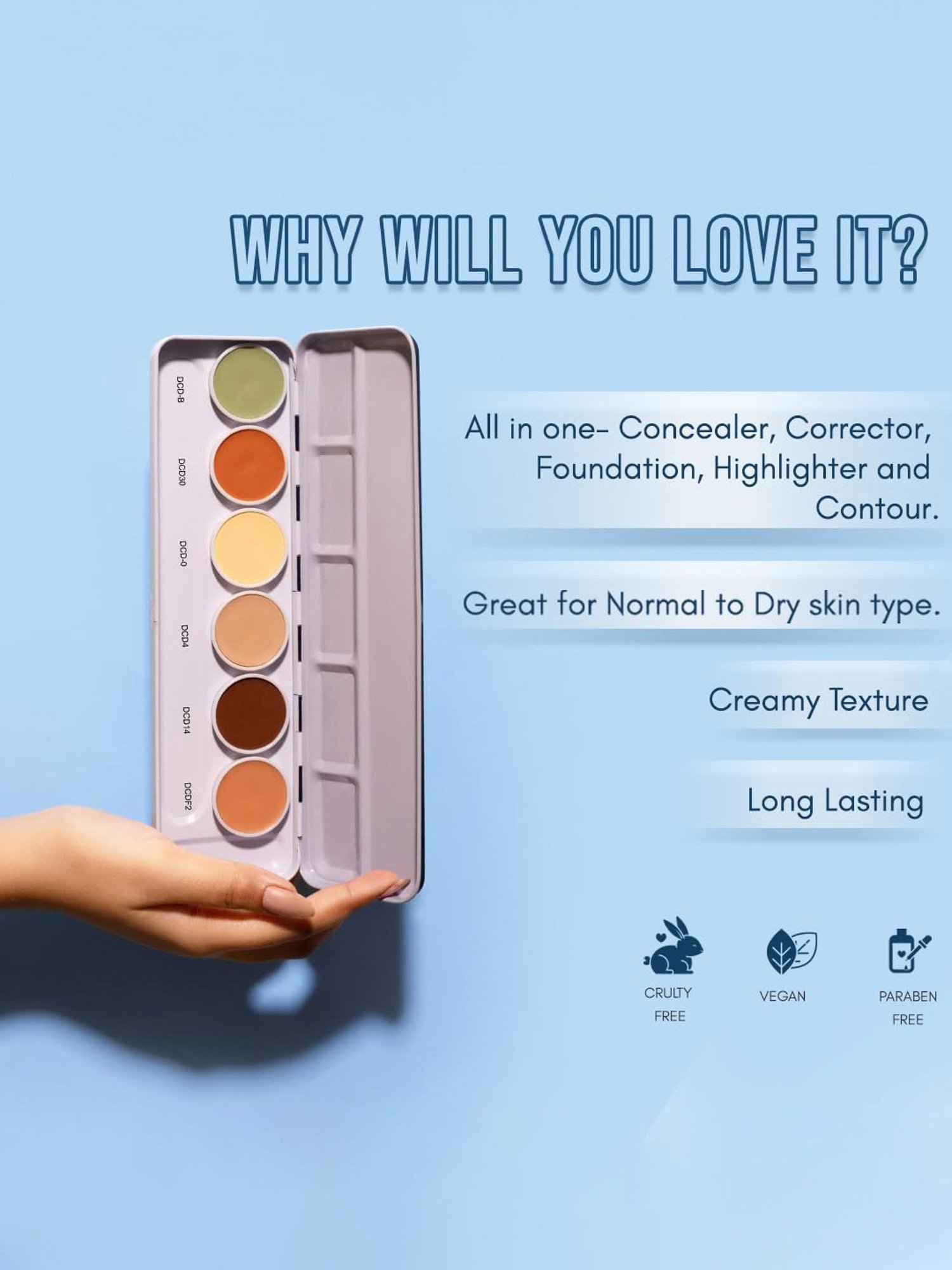 C2P PROFESSIONAL MAKEUP Ultra HD Base 6 in 1 Dermashield Concealer Palette - 21 gm