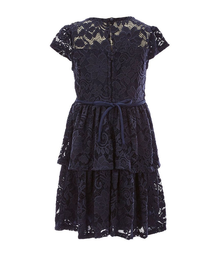 Xtraordinary Little Girls 4-6X Illusion Lace Tiered Fit-And-Flare Dress