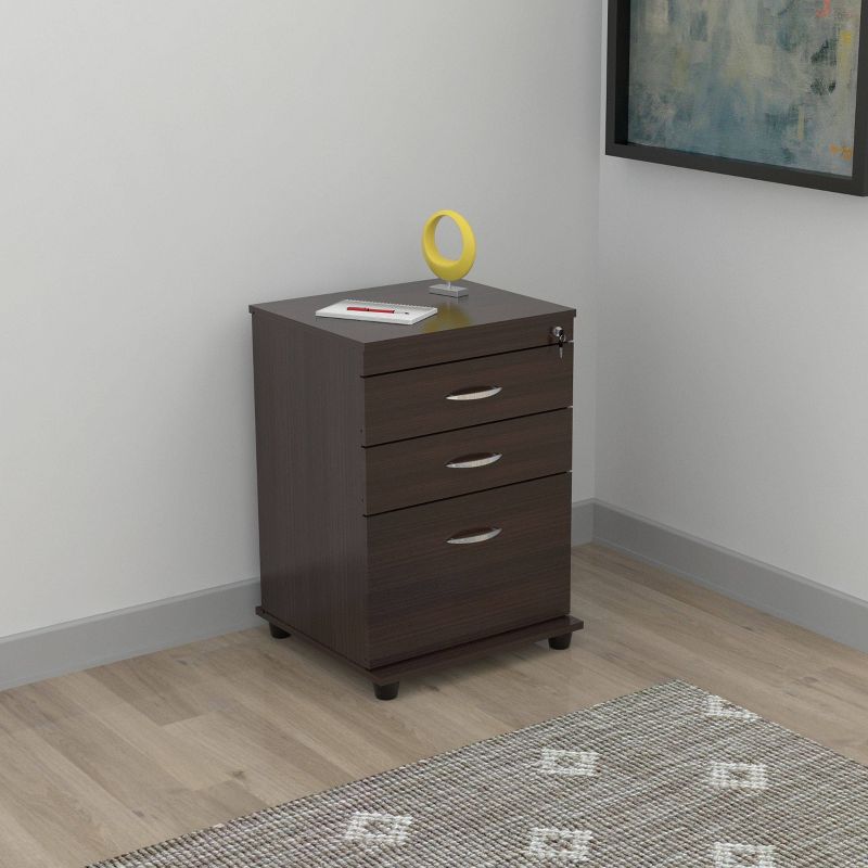 3 Drawer Locking File Cabinet Espresso - Inval