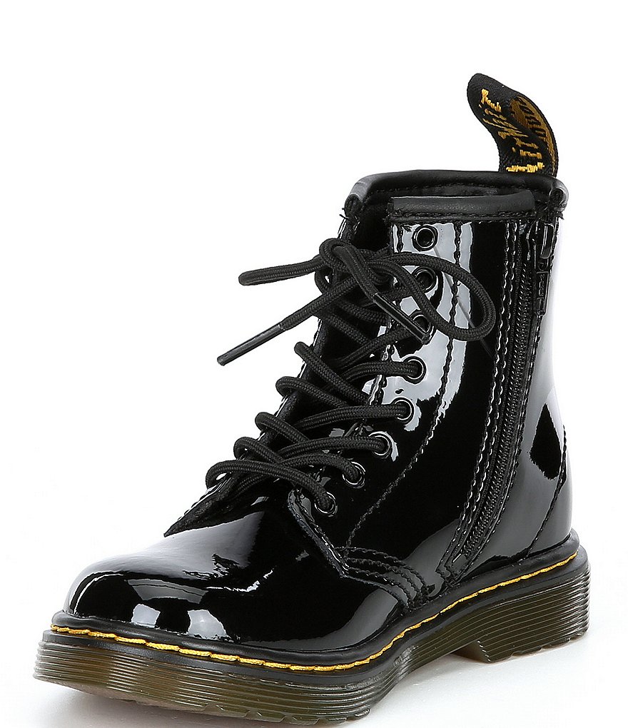 Dr. Martens Girls' 1460 Zip-Up Patent Leather Combat Boots (Toddler)