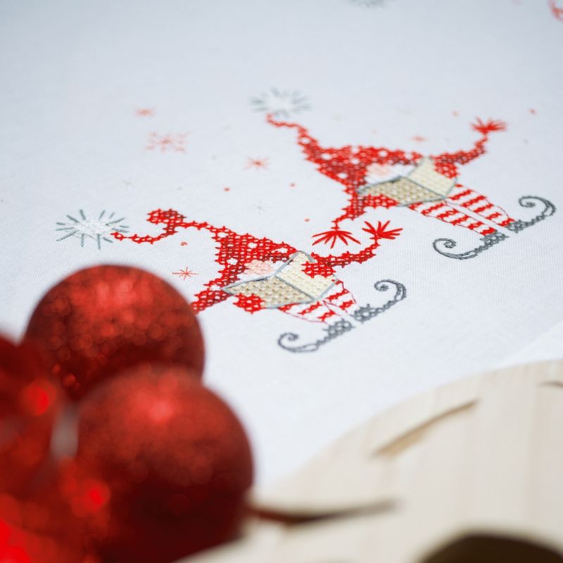 Vervaco Stamped Table Runner Cross Stitch Kit 16"X40"-Christmas Gnomes 