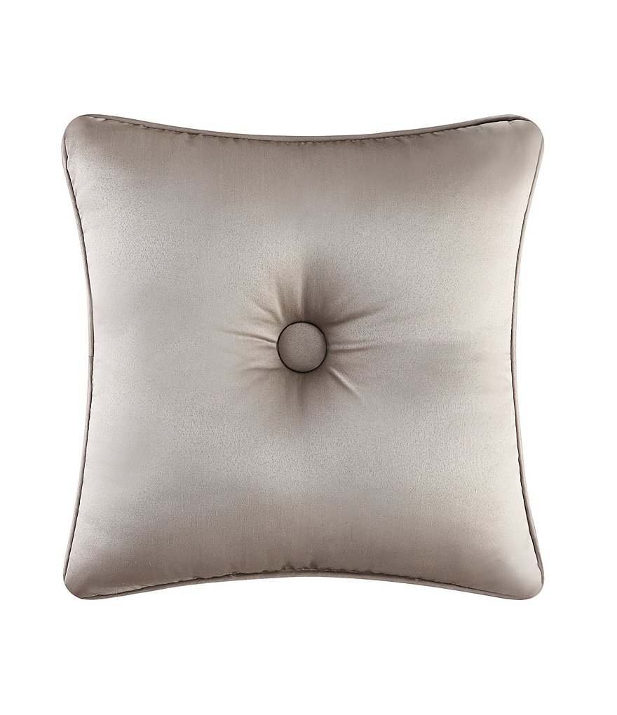 J. Queen New York Astoria Button-Tufted Satin Square Pillow