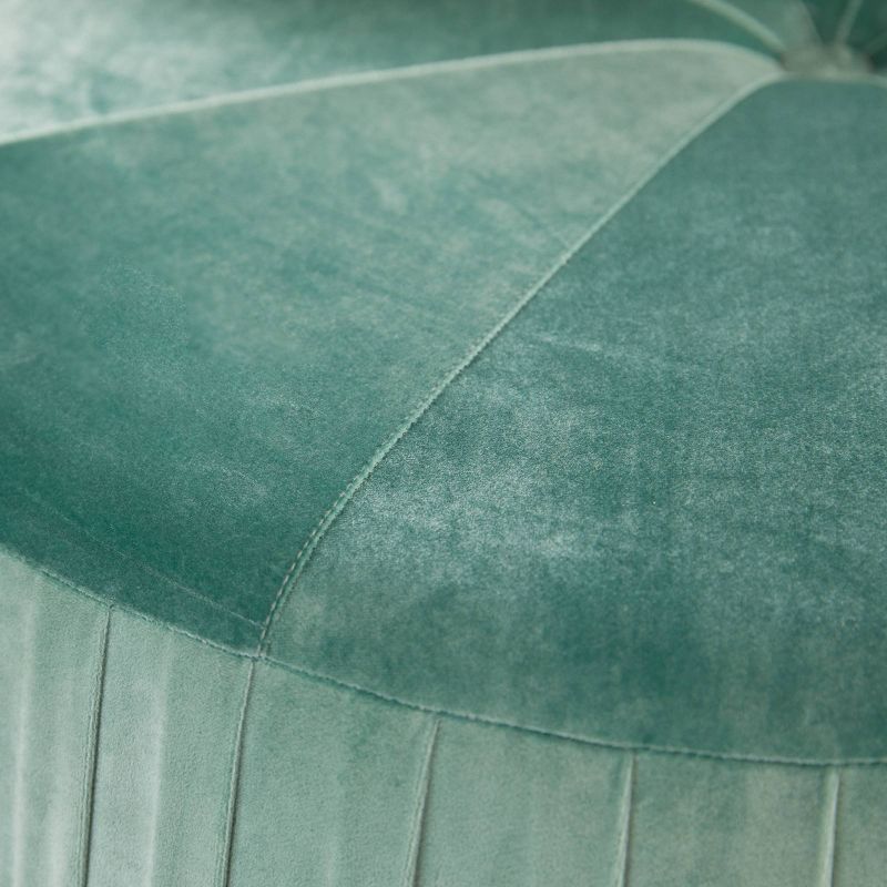 Large Round Velvet Pouf Ottoman Blue - Olivia & May