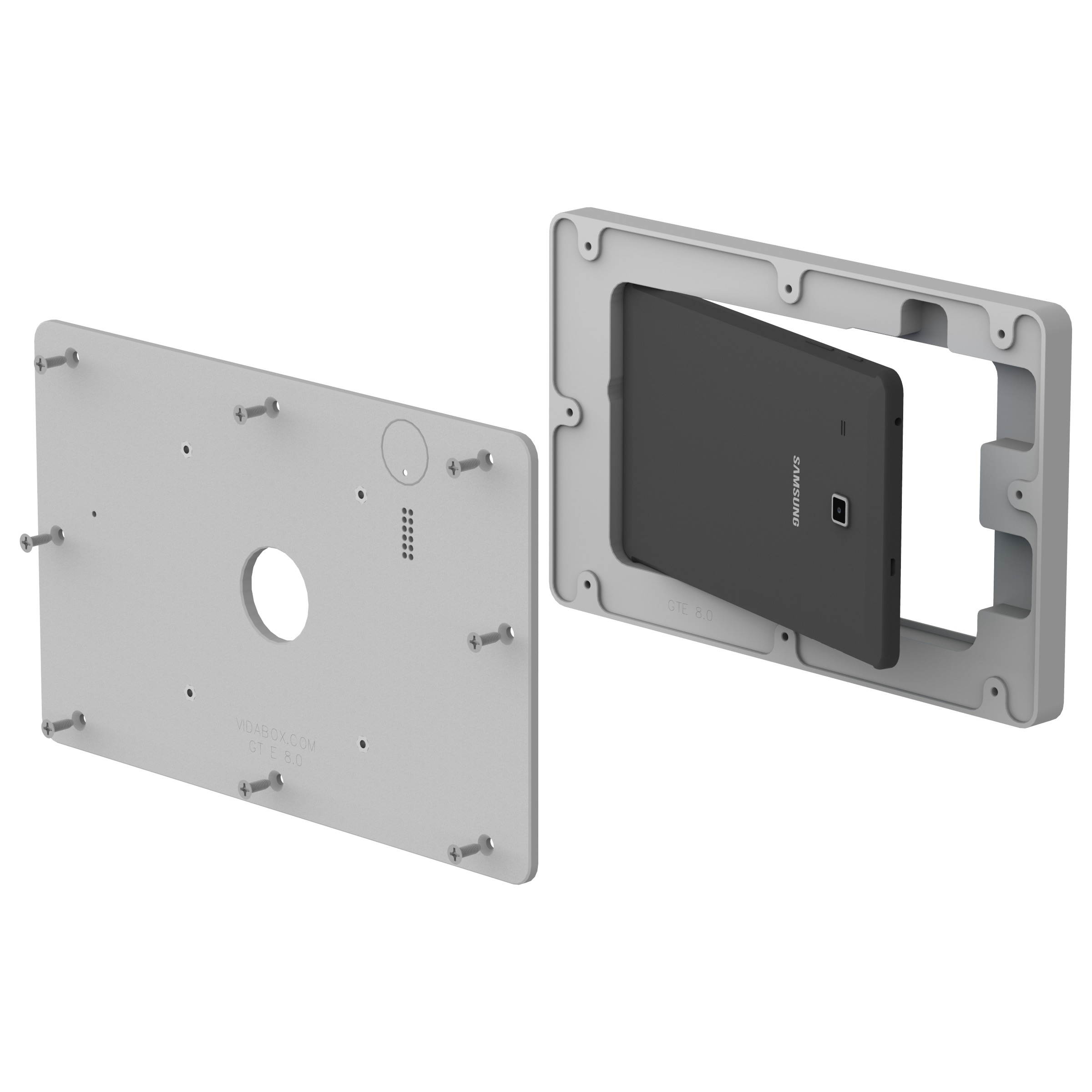 VidaMount Light Grey VESA Enclosure compatible with Samsung Galaxy Tab E 8.0