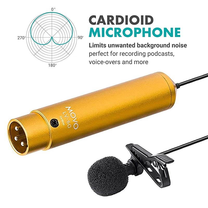 LV6 XLR Lavalier Microphone Set Omnidirectional Microphone and Cardioid Microphone 48v Phantom Powered